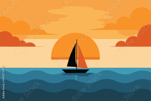 a-lone-sailboat-on-the-horizon-at-sunset--with-gol.eps