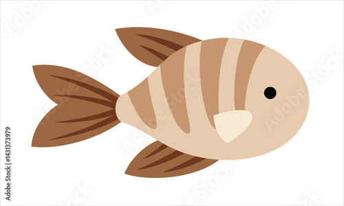 Boho fish clipart, cartoon sea character. Ocean animal hand drawn vector illustration in flat style