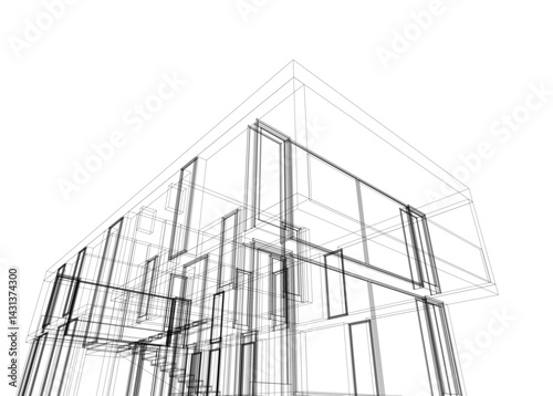 architectural drawing of a house  vector 3d illustration
