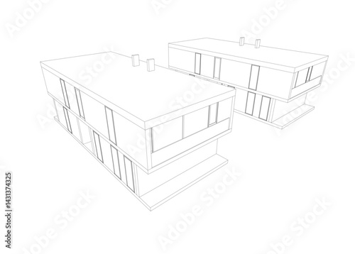 architectural drawing of a house  vector 3d illustration