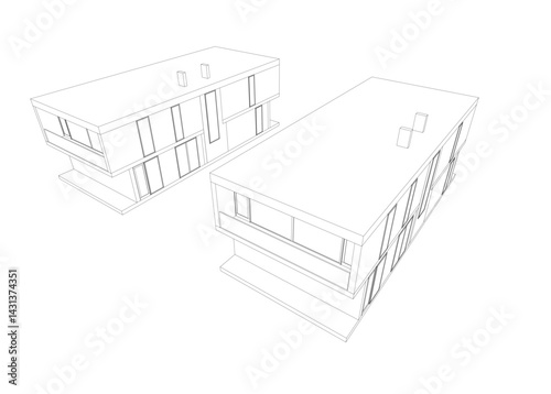architectural drawing of a house  vector 3d illustration