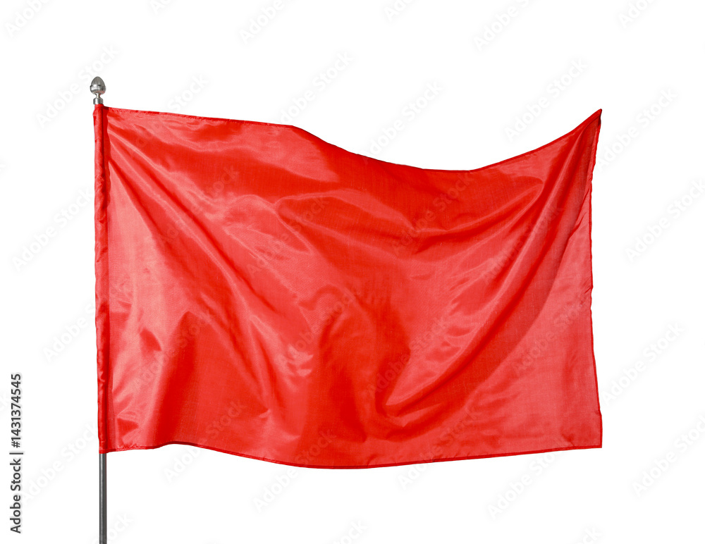 One red flag on white background. Mockup for design One red flag on white background. Mockup for design
