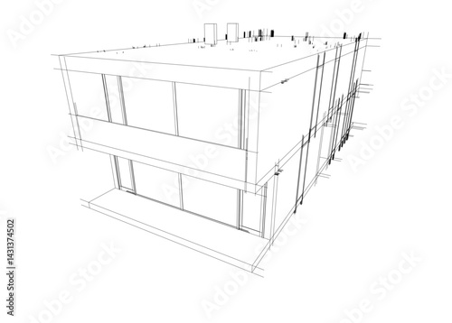 architectural drawing of a house  vector 3d illustration