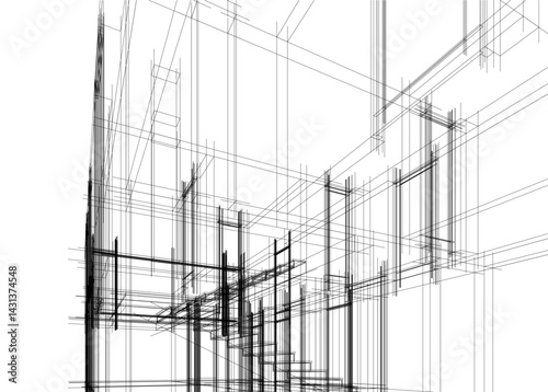 architectural drawing of a house  vector 3d illustration