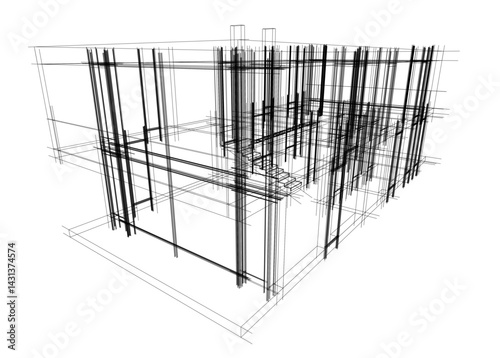 architectural drawing of a house  vector 3d illustration