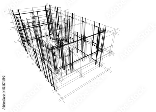 architectural drawing of a house  vector 3d illustration