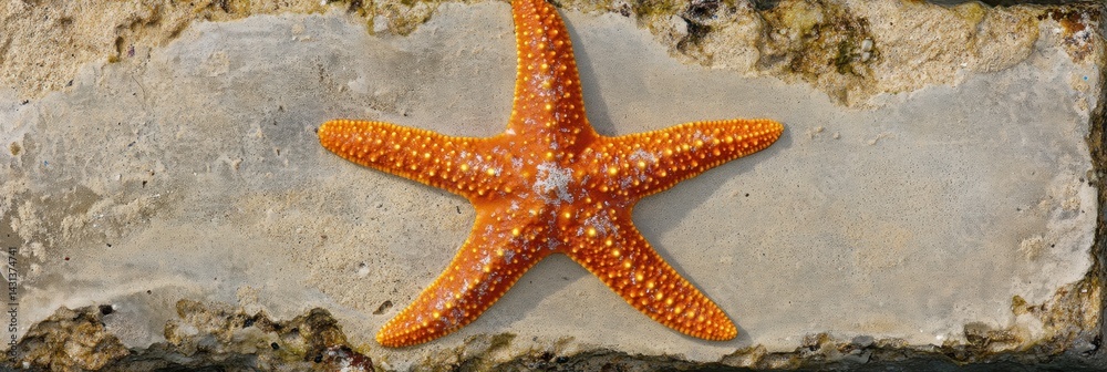 Bright Orange Starfish Resting on a Sandy Surface in a Coastal Environment During Daylight Hours Generative AI
