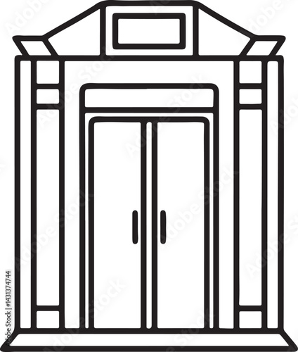 elevator line art, black outline, vector and illustration, coloring book page line art drawing