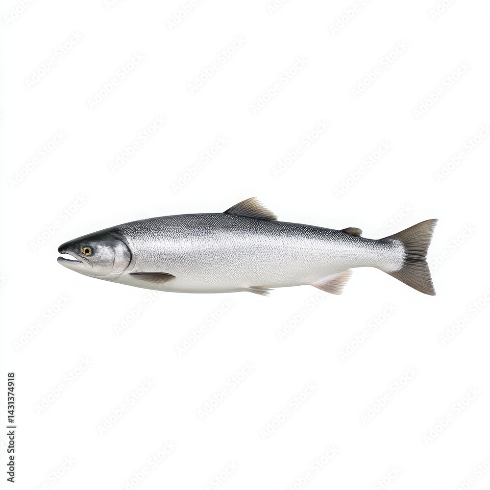 Naklejka premium Fresh silver salmon fish isolated on white background
