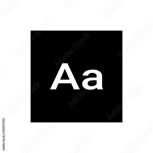 White uppercase a and lowercase a characters displayed against a black rectangular background design element