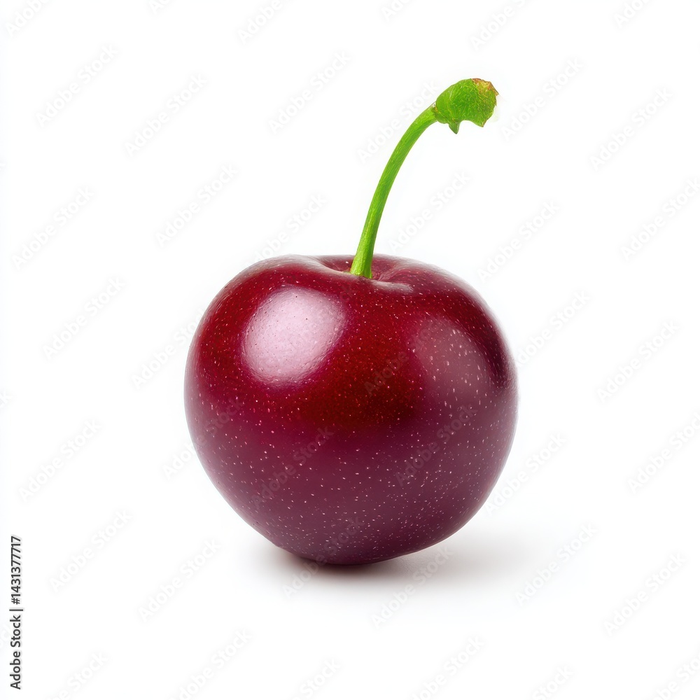 Single cherry with stem isolated on white background Single cherry with stem isolated on white background
