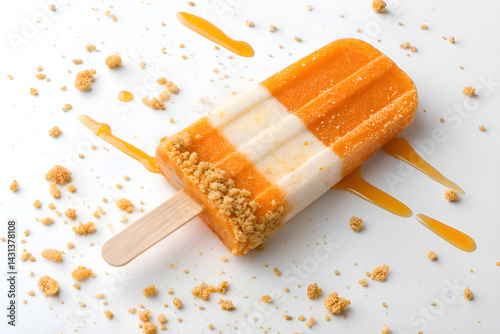 Ice cream, isolated on white and wood, offers a healthy contrast to the unhealthy habit of smoking cigarettes, with no ash or filter in sight.