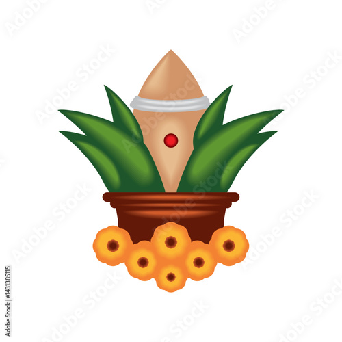 Indian Housewarming Kalash Flowers Sacred Puja Pot Decor Traditional Offering