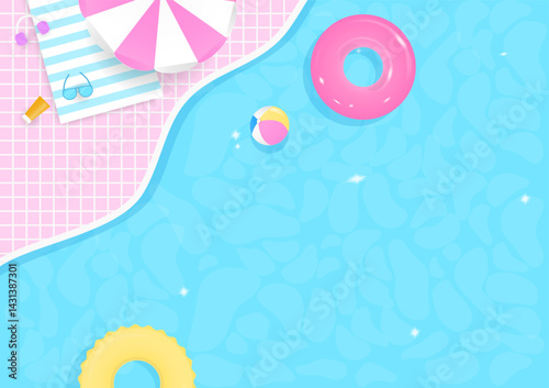 Swimming pool with summer elements background
