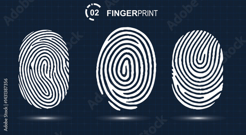 Set of fingerprints icons. Fingerprint different shapes. Fingerprint scanning icon sign. Vector Illustration. EPS 10