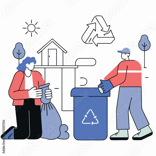 vector illustration of a man and woman in the office