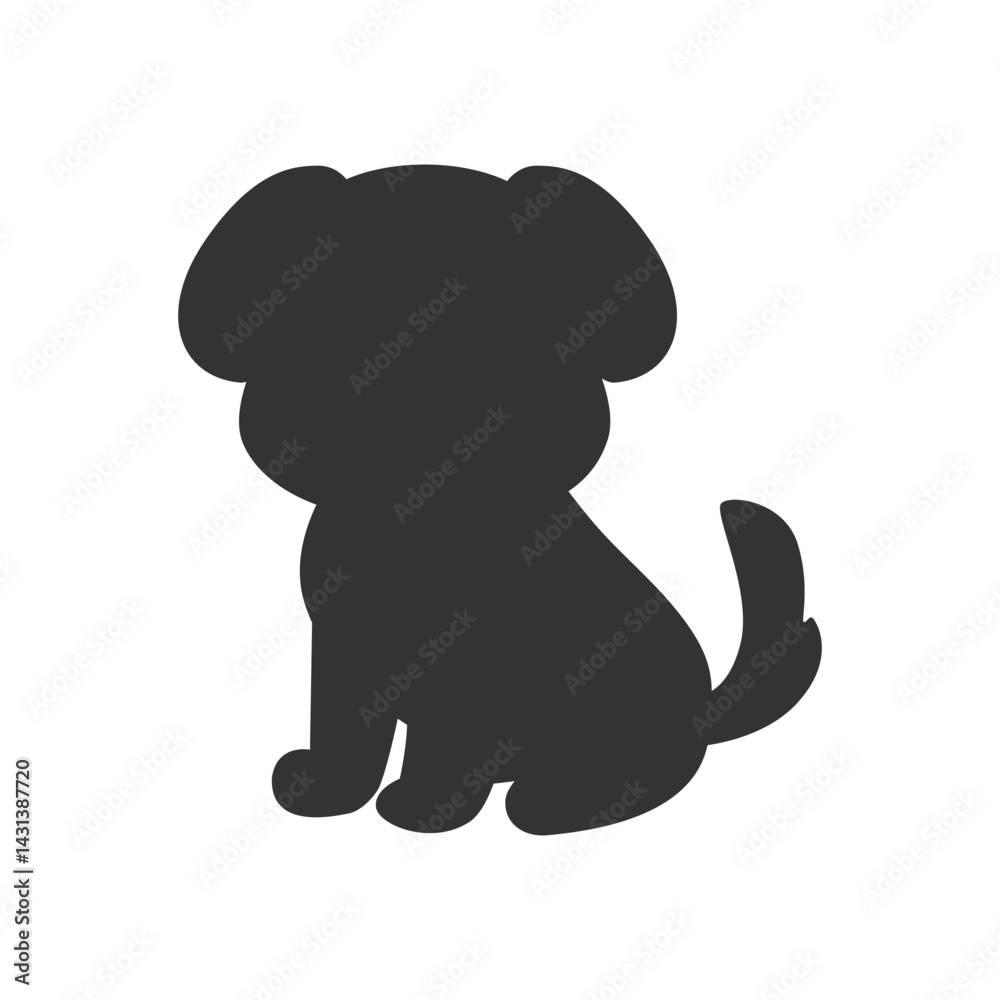 Vector silhouette of cute puppy in black. Minimal hand drawn dog illustration isolated on white. Simple pet outline design. Black silhouette puppy vector illustration Vector silhouette of cute puppy in black. Minimal hand drawn dog illustration isolated on white. Simple pet outline design. Black silhouette puppy vector illustration