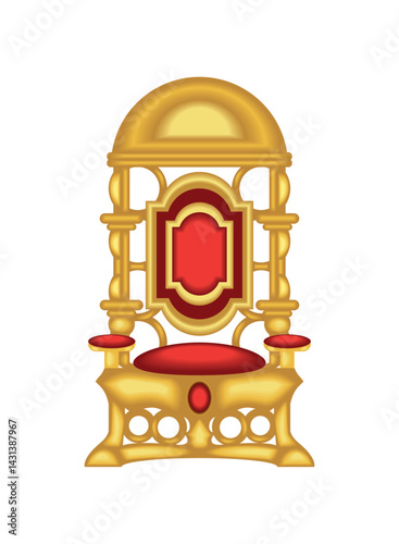 Papal Throne Ornate Red Cushion Gold Detail Ceremonial Chair
