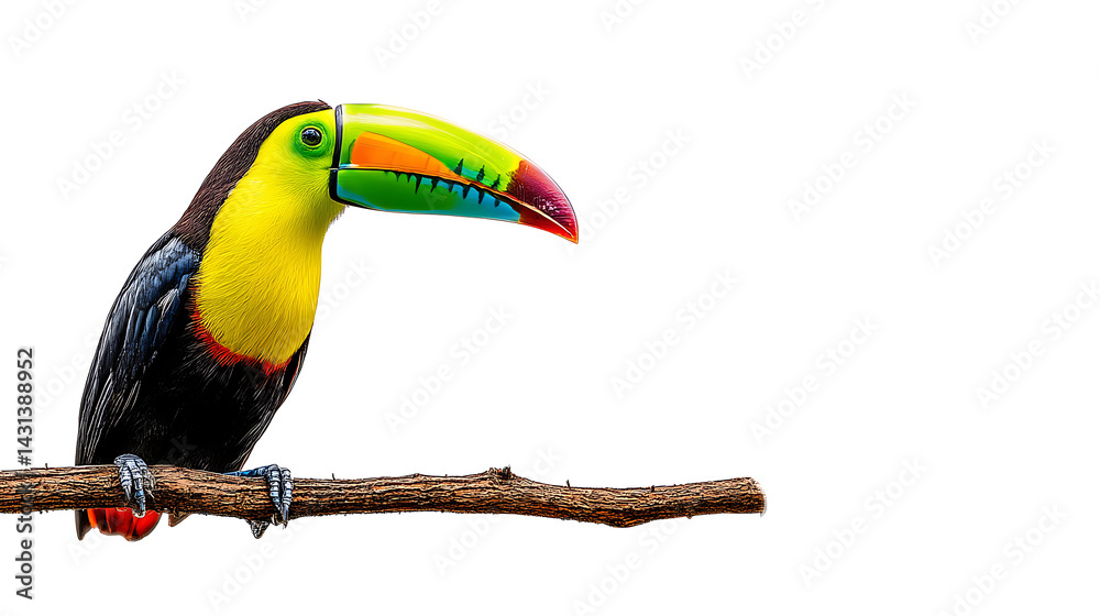 Fototapeta premium A colorful bird is perched on a branch