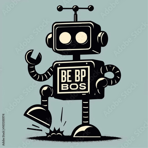 retro robot vector illustration