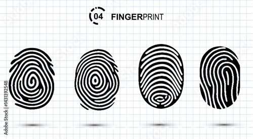 Thumb finger prints. Access icons. Fingerprint and thumbprint. Biometric identification. 