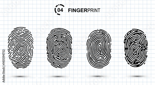 Fingerprint identification collection. Scan fingerprint, security or identification system concepts. Vector 