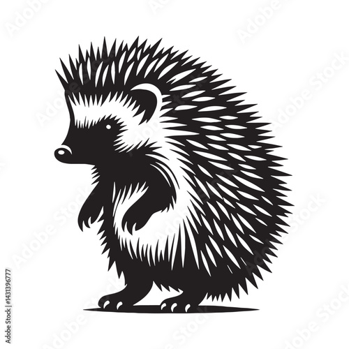 Clean hedgehog silhouette vector for use in print, digital logos, and branding – hedgehog silhouette – hedgehog vector – hedgehog illustration – silhouette of hedgehog – hedgehog icon

