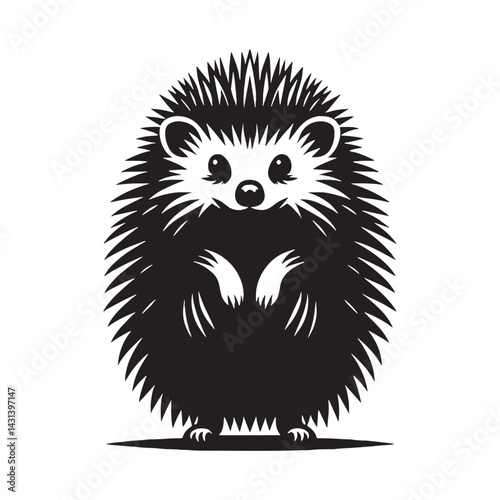 Precise hedgehog silhouette vector perfect for scalable digital logos and designs – hedgehog silhouette – hedgehog vector – hedgehog illustration – silhouette of hedgehog – hedgehog icon

