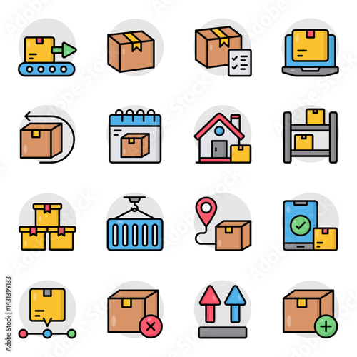 Set of Logistic Flat Icons