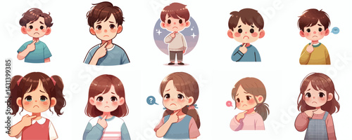 Sick Children Coughing & Feeling Unwell Set