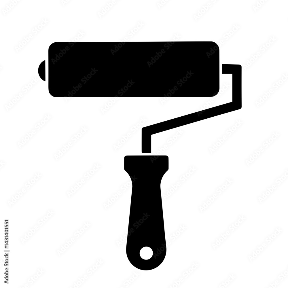 Paint roller icon in flat style representing tool or customization interface element - concept of UI paint settings customization DIY design tool