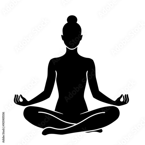 Yoga pose icon representing wellness calm or meditation interface element - concept of UI fitness mental balance relaxation spiritual health ecommerce app