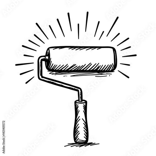 Hand-drawn paint roller icon representing renovation design or creativity - concept of visual design DIY ecommerce paint tool interface symbol