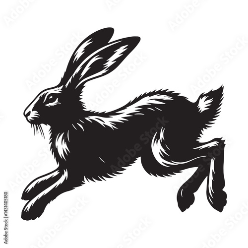 Clean and bold running hare silhouette vector for modern logo designs – hare silhouette – hare vector – hare illustration – silhouette of hare – hare icon

