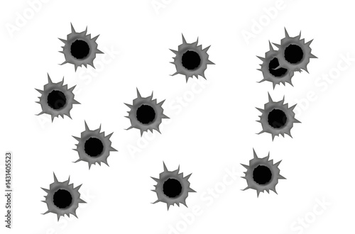 png break bullet steel background with ragged edge explosion design ripped metal vector hole circle projectile crime damage ricochet torn machine element gap violence

