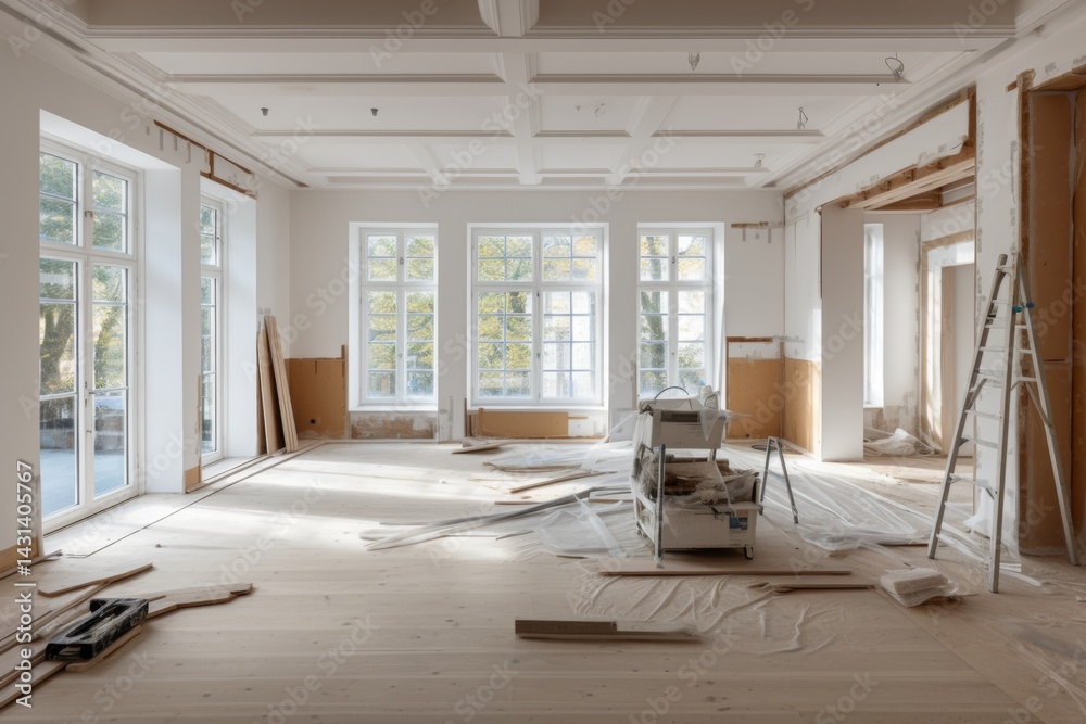 Fototapeta premium Interior of a living room under renovation