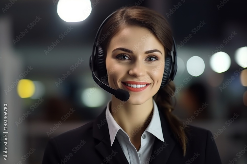 portrait of smiling female worker in call center portrait of smiling female worker in call center