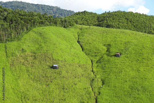 Cabins in the rice fields on the mountains