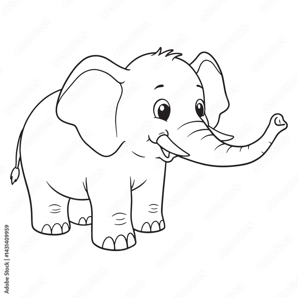 Fototapeta premium Cute elephant illustration for children's coloring book