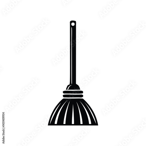 Silhouette of a duster with a long handle