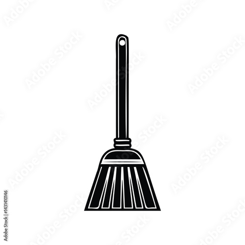 Silhouette of a duster with a long handle