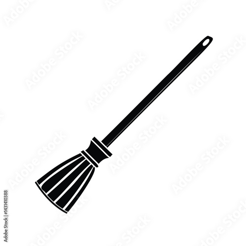 Silhouette of a duster with a long handle