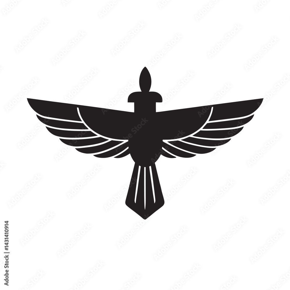Fototapeta premium Zoroastrian faravahar winged deity silhouette
