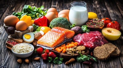 Variety of healthy foods