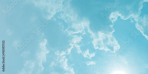 sunny sky blue light watercolor background. Aquarelle painting brush effect card paper textured canvas cloudy smoke space for text, entertaining card, template. aquamarine color graphics illustration