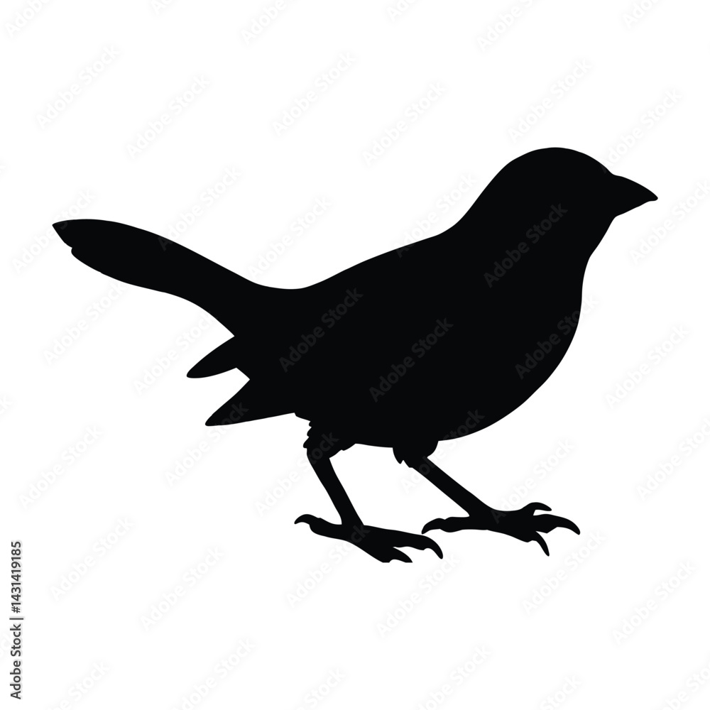 Fototapeta premium Silhouette of sparrow vector art illustration on a white background