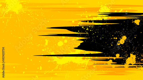 Yellow background with black movement and yellow drops scattered.