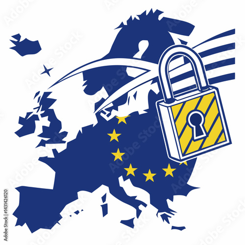 Vector lock icon representing European data protection and cybersecurity