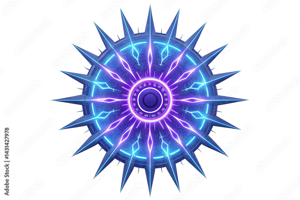 high tech sci fi energy burst design featuring sharp spikes and vibrant electric blue and purple colors, radiating energy and futuristic aesthetics high tech sci fi energy burst design featuring sharp spikes and vibrant electric blue and purple colors, radiating energy and futuristic aesthetics