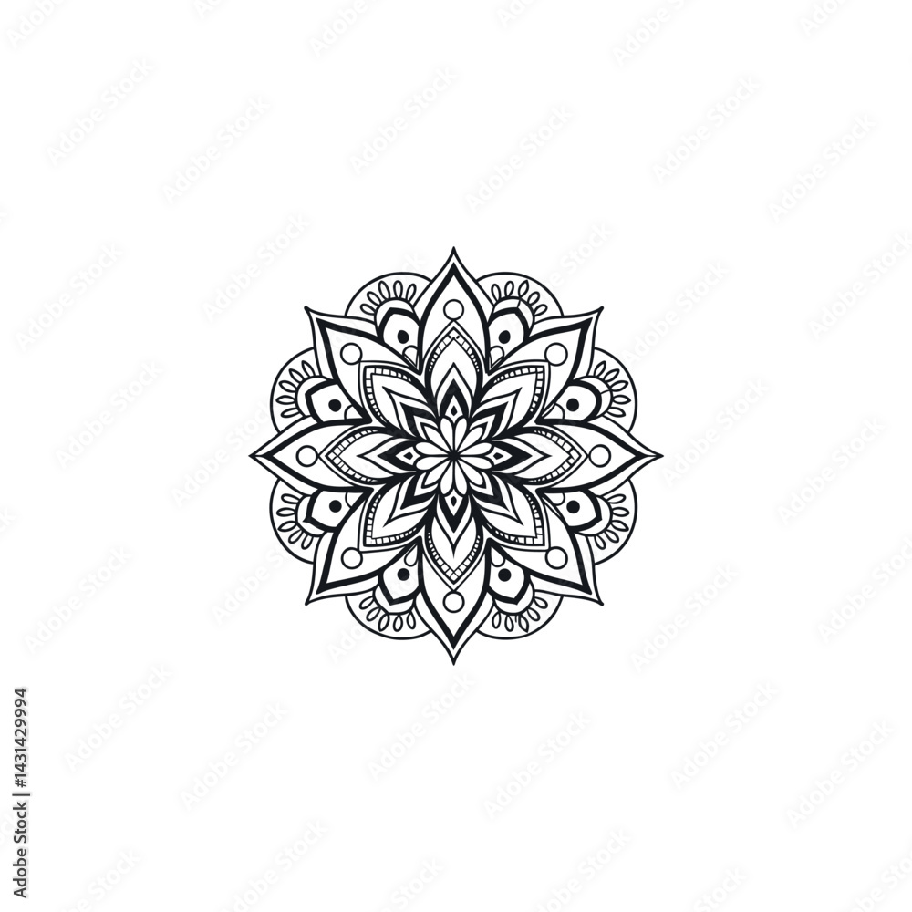 Black silhouette mandala abstract flower vector Black silhouette mandala abstract flower vector